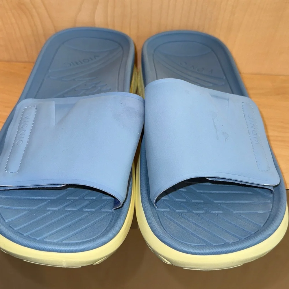 Vionic Blue and Cream Slide Sandals - Picture 3 of 7